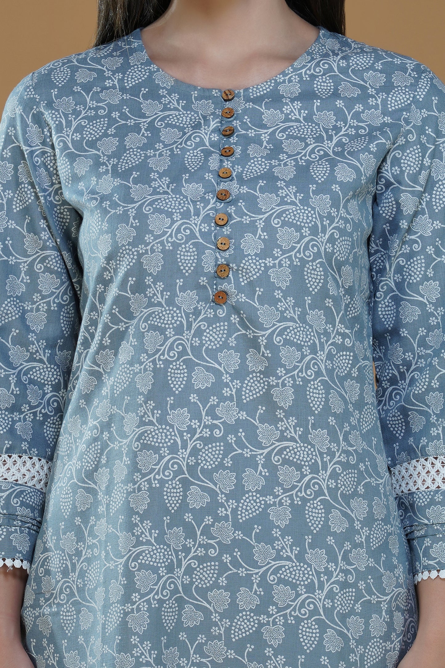 Gray Charm Regular Cotton Kurta