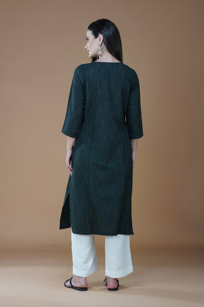 Emerald Charm Khadi Cotton Kurta