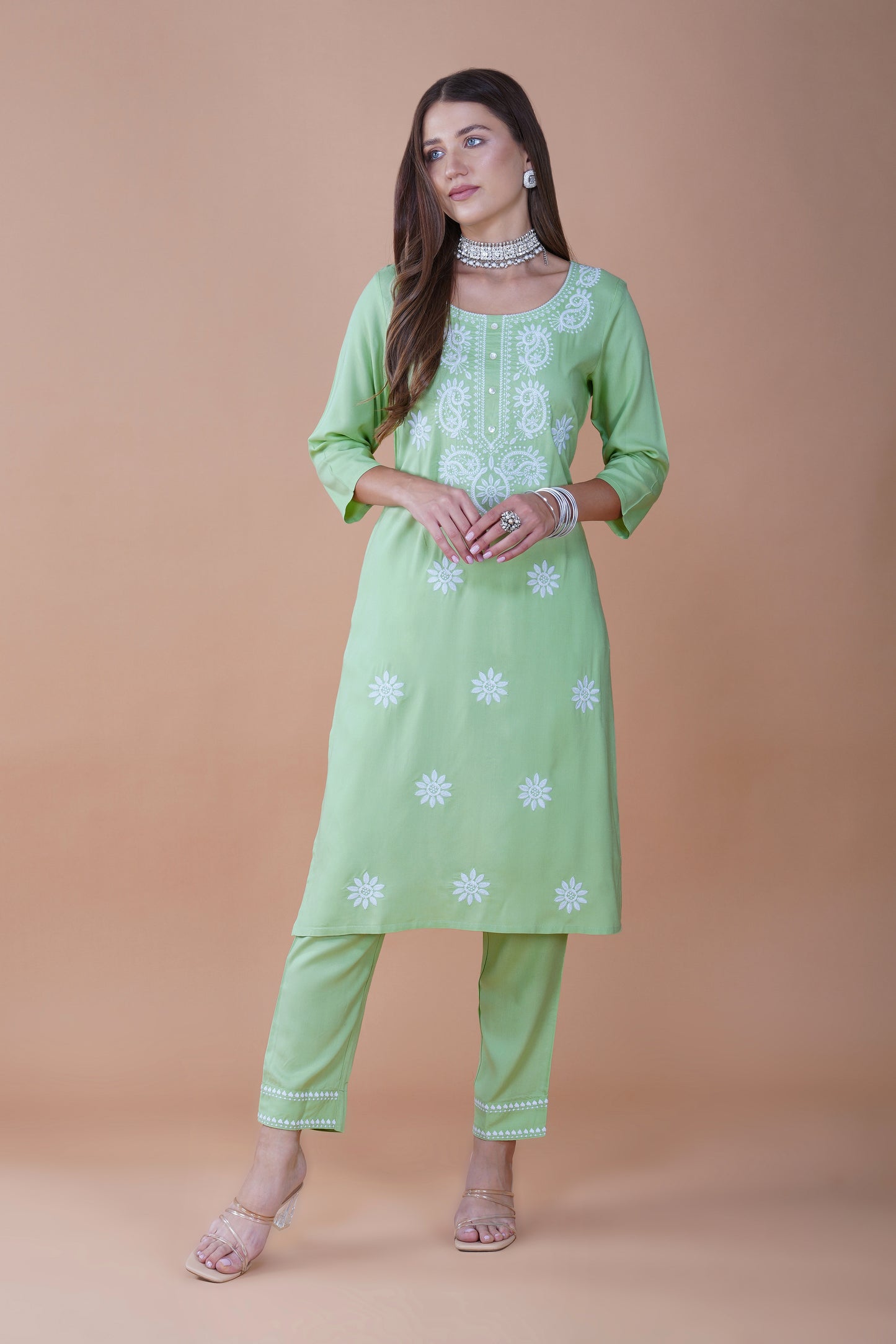 Mint Bliss Chikankari Cotton Kurta