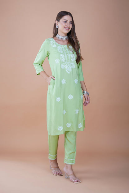 Mint Bliss Chikankari Cotton Kurta