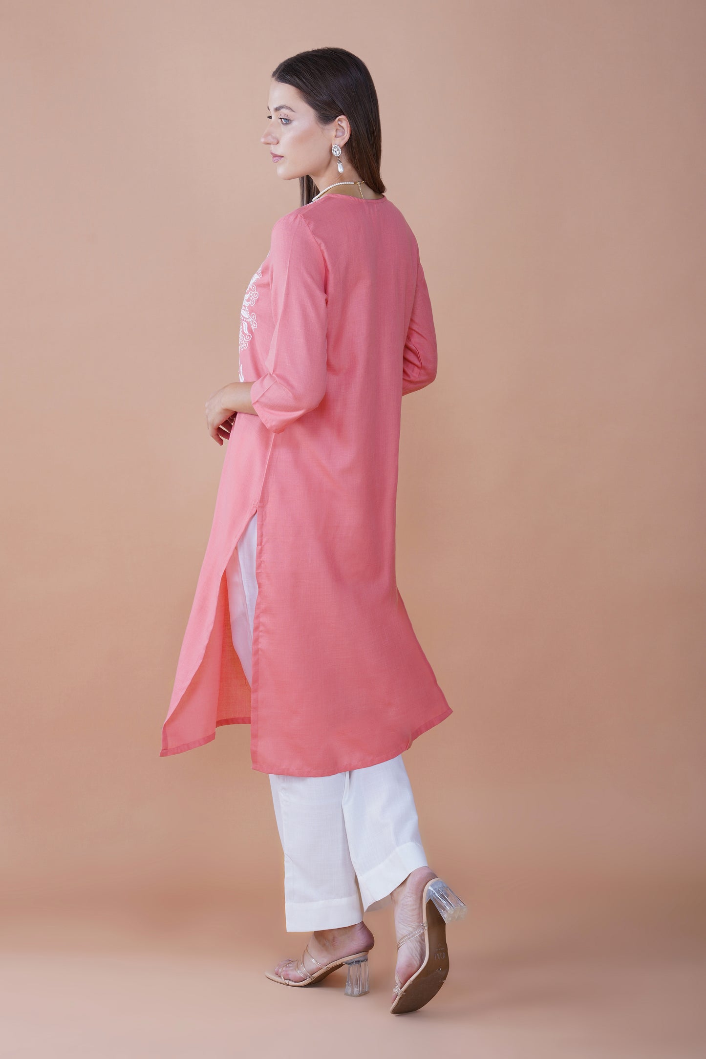 Rosy Radiance Chikankari Kurta