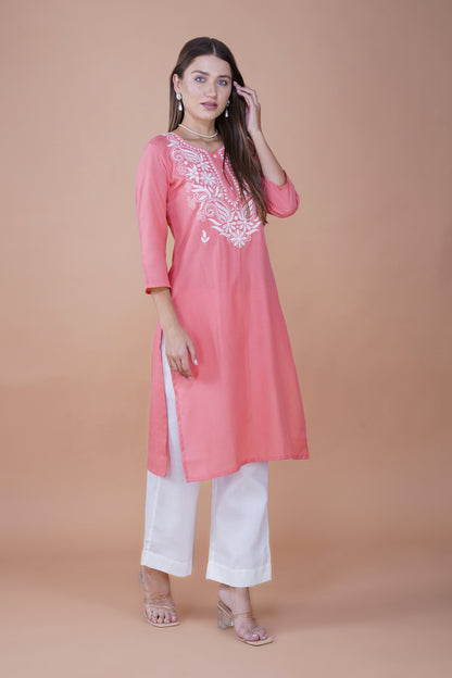 Rosy Radiance Chikankari Kurta