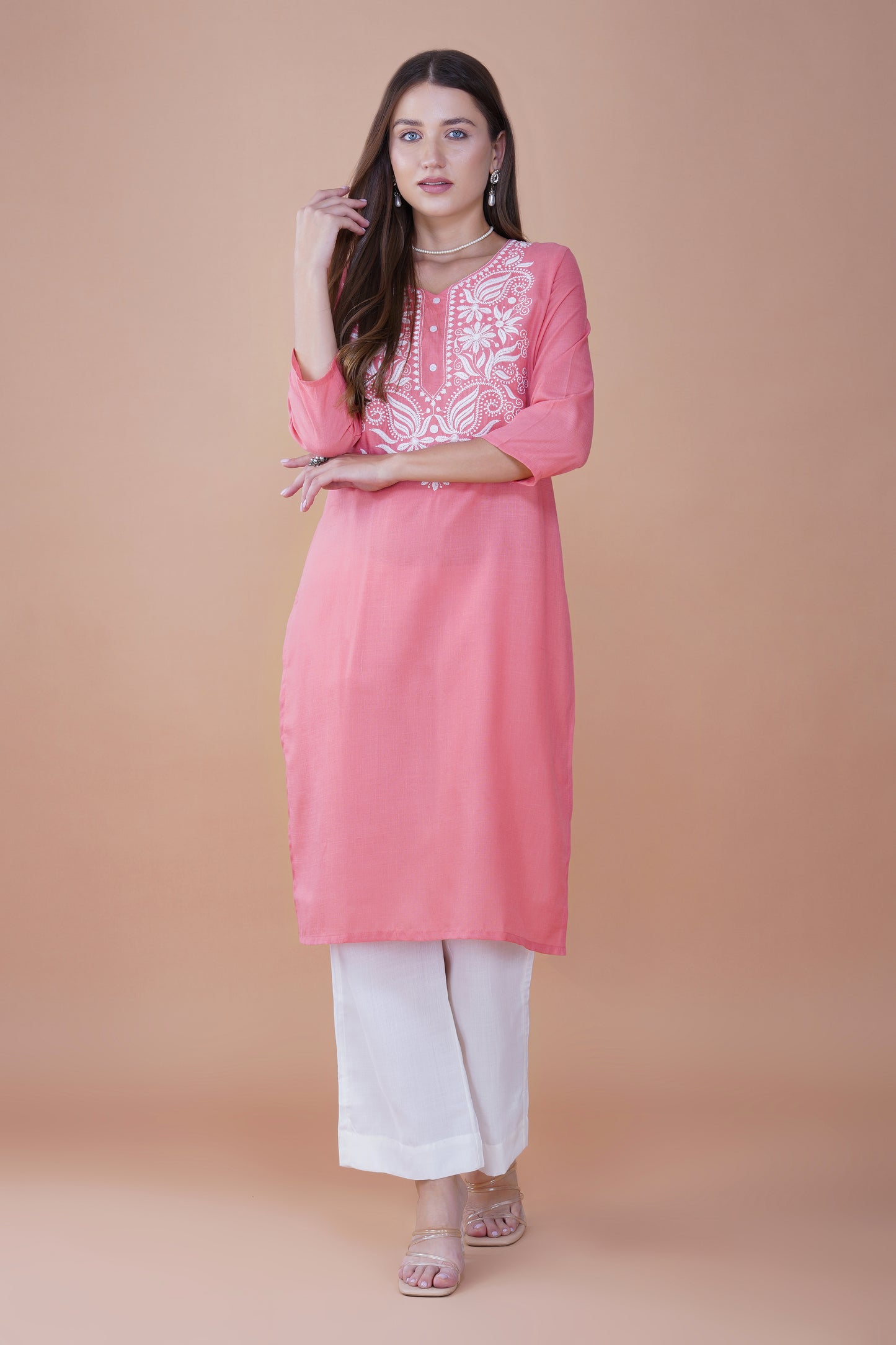 Rosy Radiance Chikankari Kurta