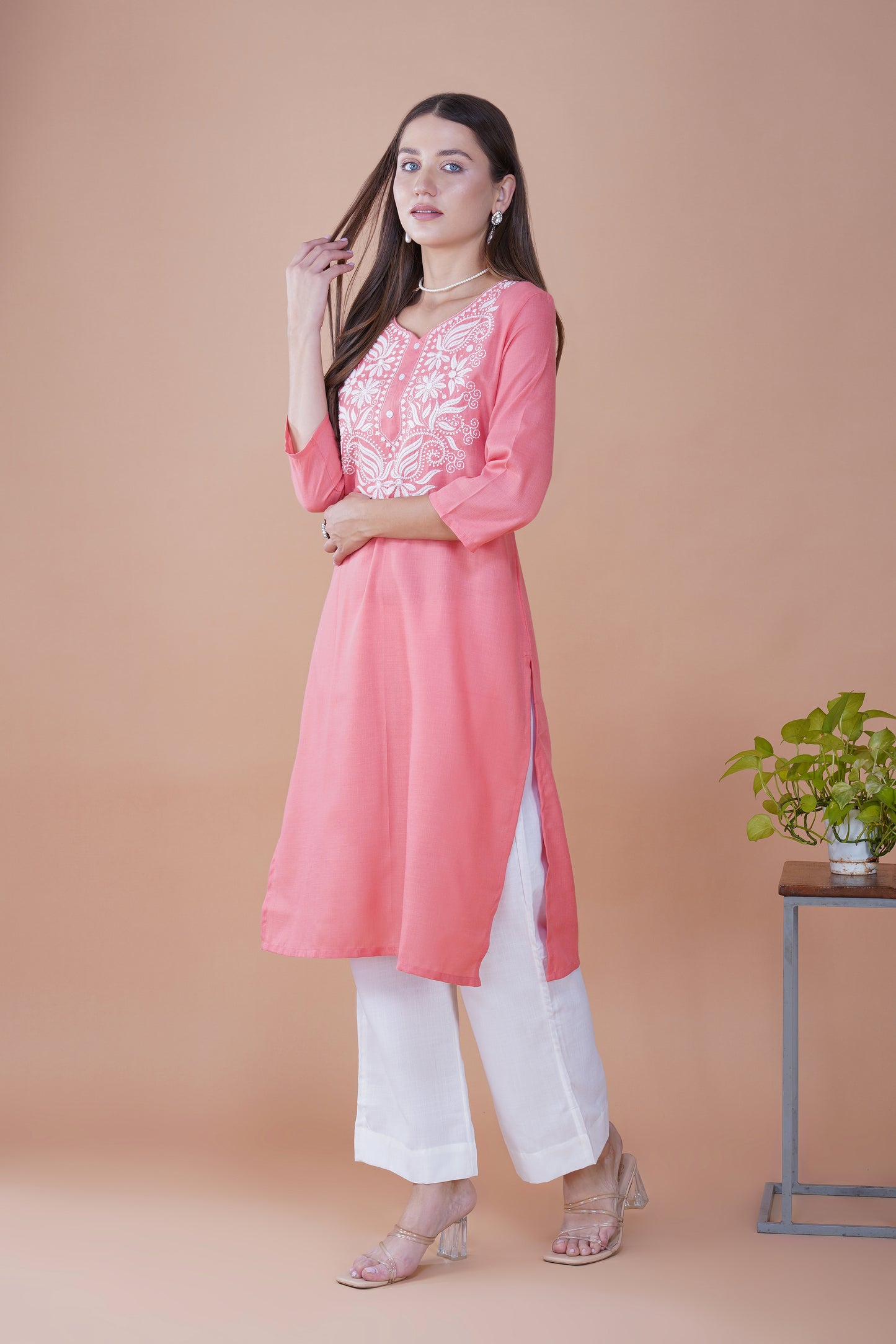 Rosy Radiance Chikankari Kurta