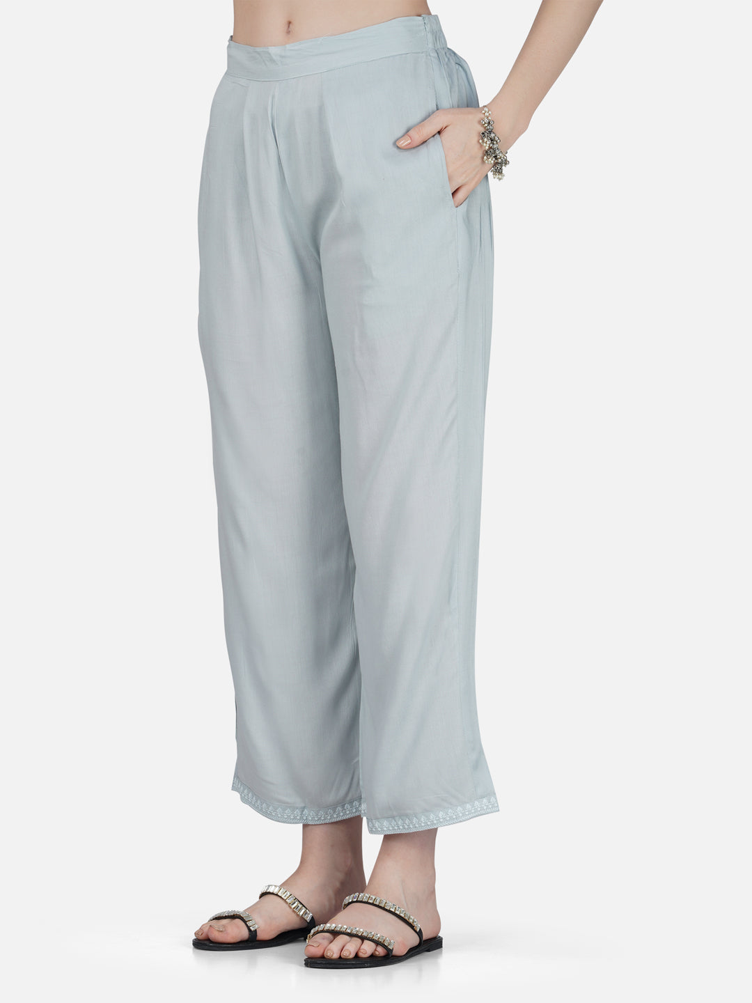 Elegant Navy Blue Lucknowi Chikankari Embroidered Kurta Set