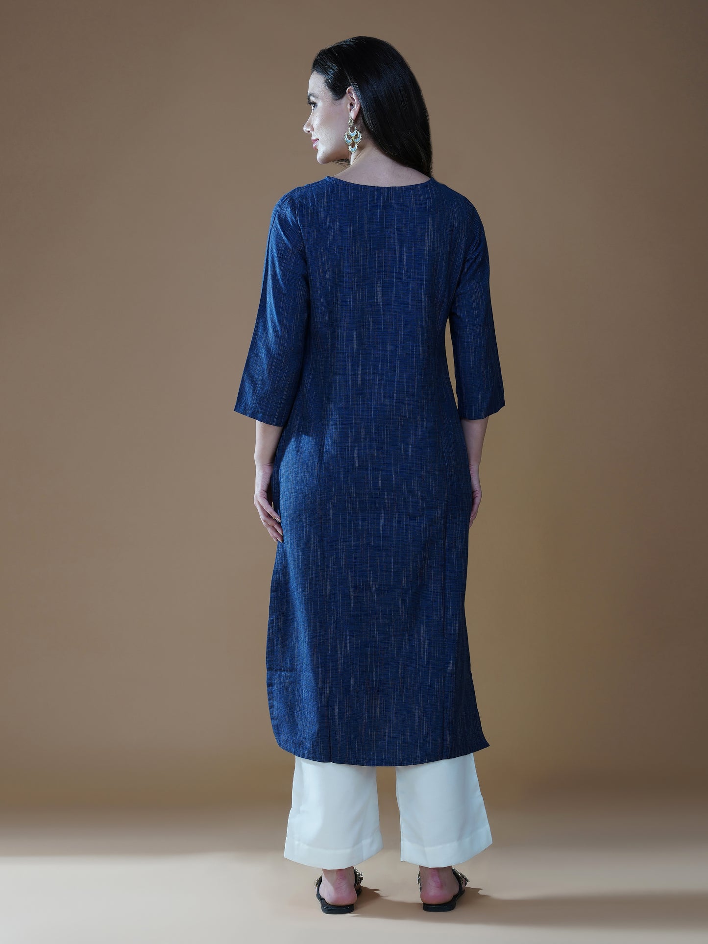 Indigo Blue Lucknowi Chikankari Khadi Cotton Kurta