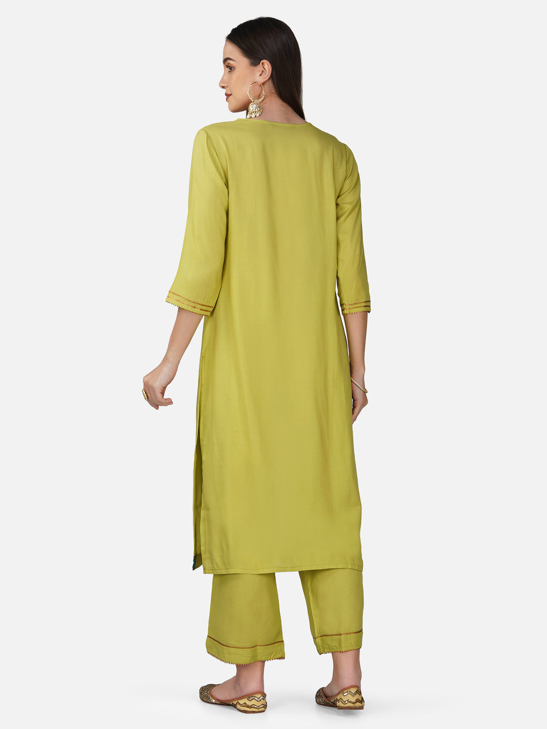 Lime Green Rayon Straight Kurta Set