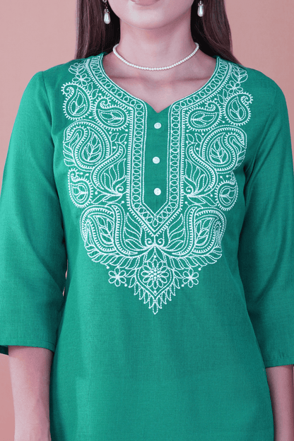 Emerald Grace Chikankari Cotton Kurta