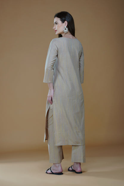 Sand Dune Cotton Lucknowi Hand Chikankari Kurta Set