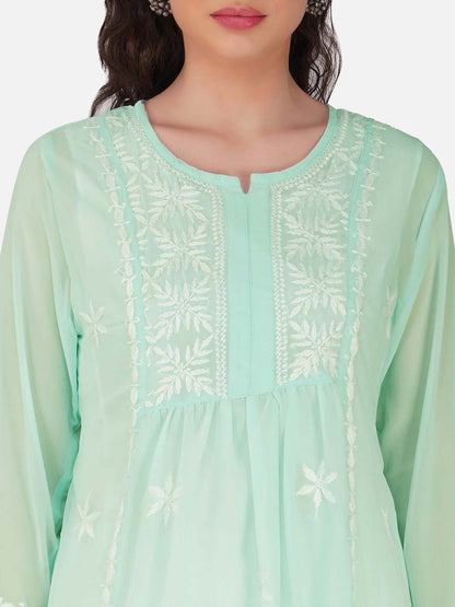 Mint Green Top with Chikankari Embroidery