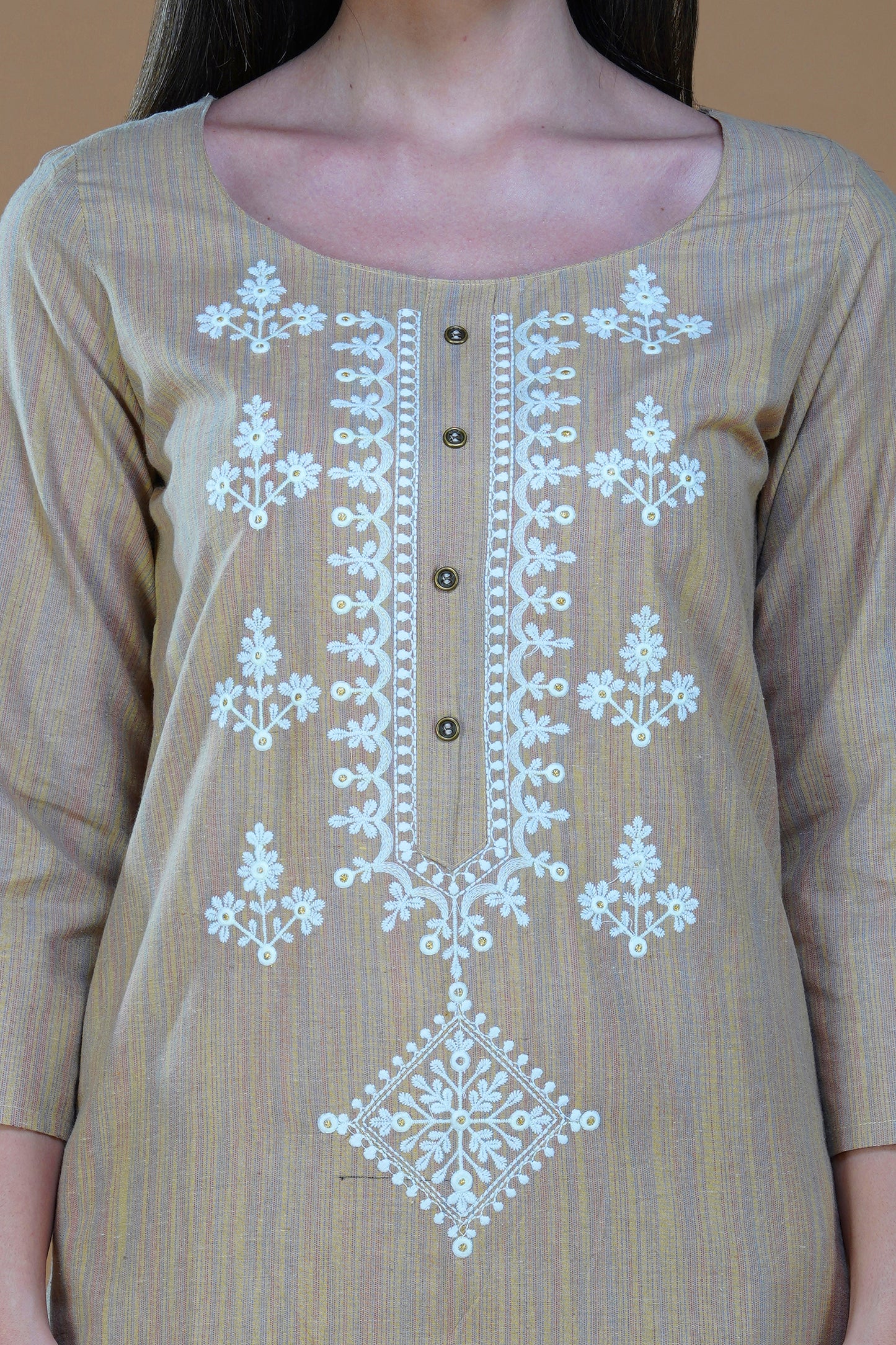 Sand Dune Cotton Lucknowi Hand Chikankari Kurta Set