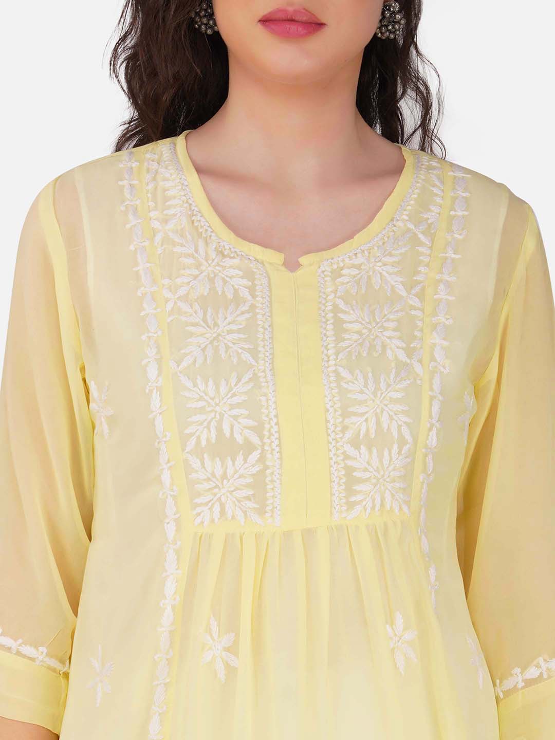 Pastel Yellow Top with Chikankari Embroidery