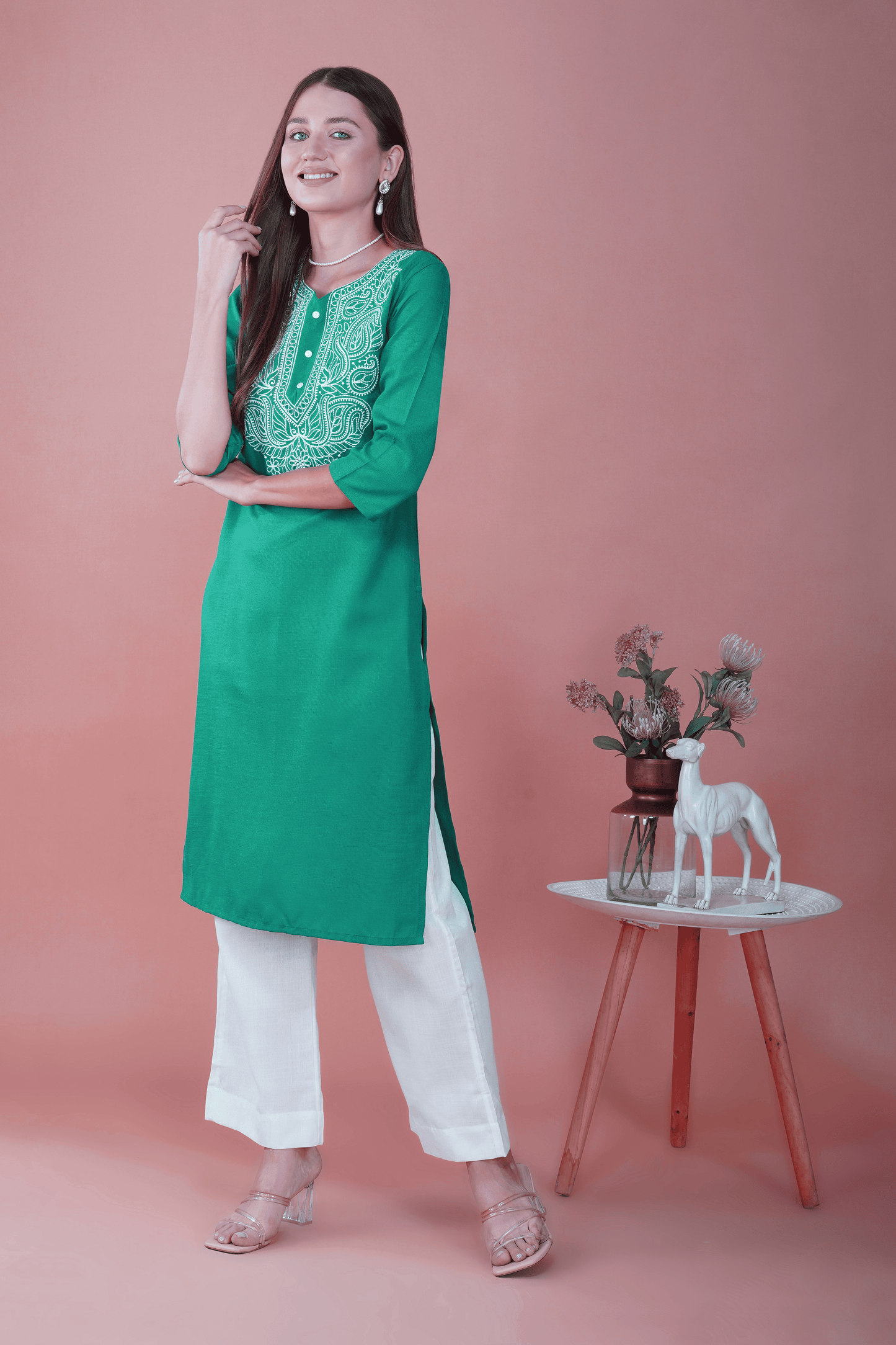 Emerald Grace Chikankari Cotton Kurta