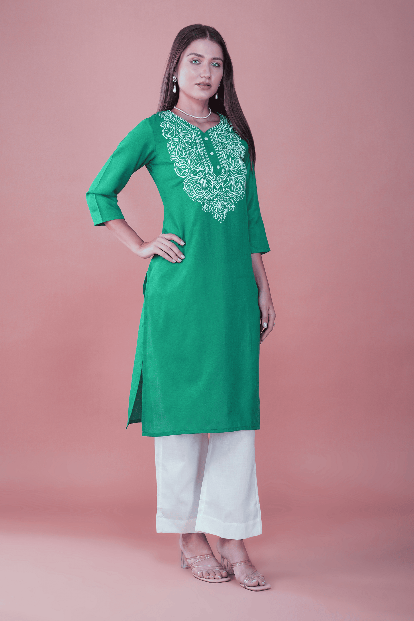 Emerald Grace Chikankari Cotton Kurta