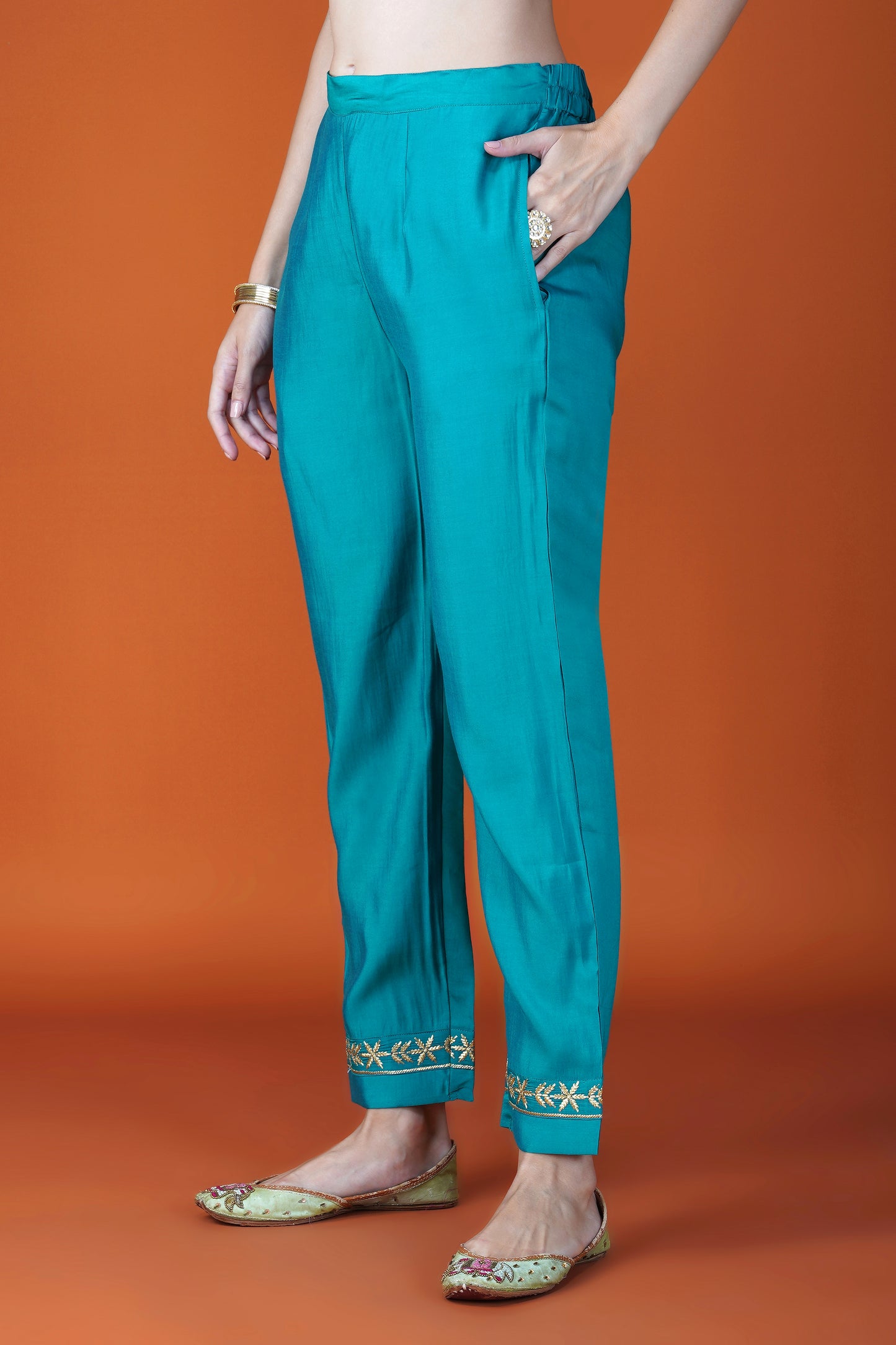 Teal Treasure Chanderi Silk Kurta Set