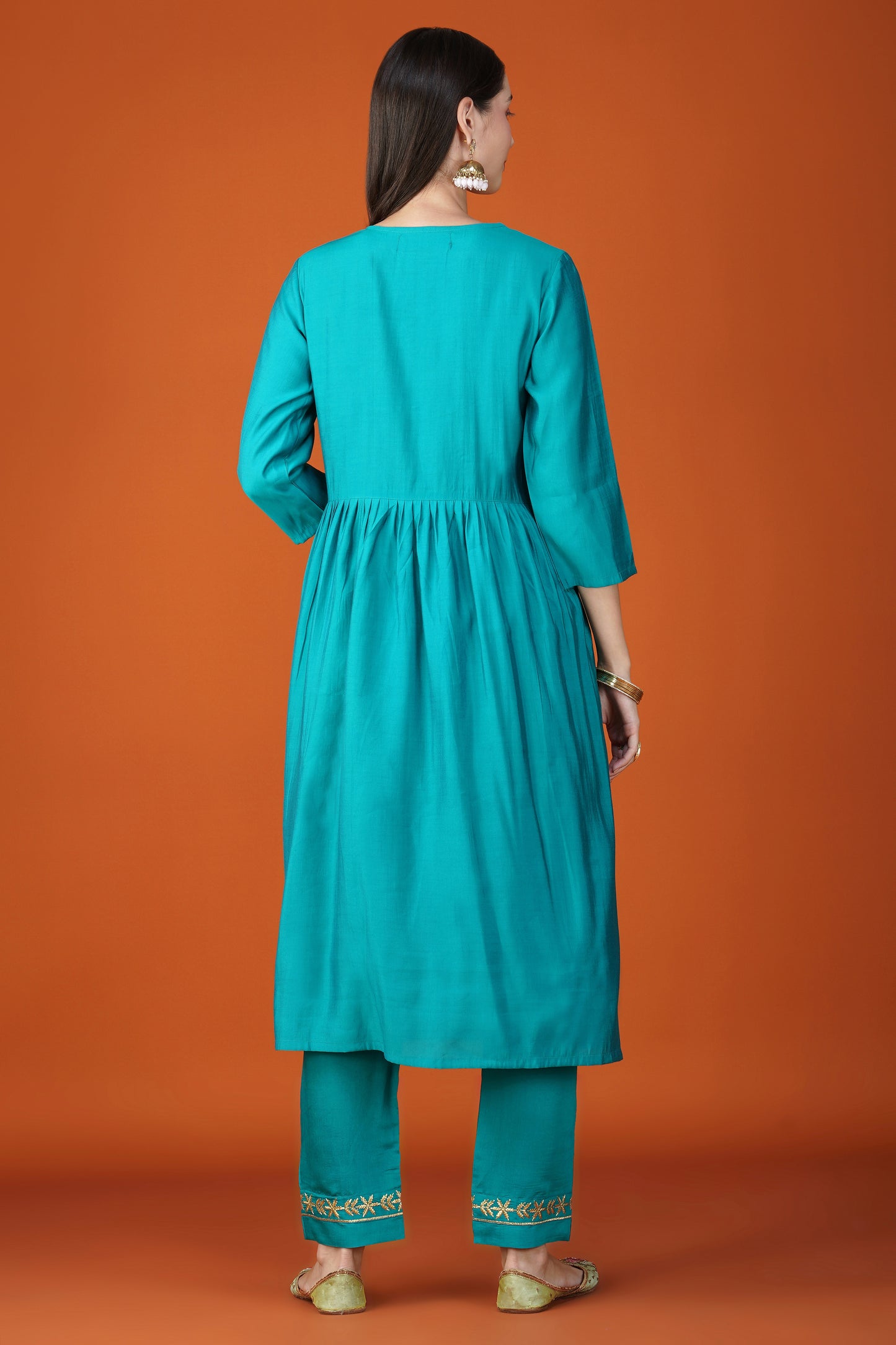 Teal Treasure Chanderi Silk Kurta Set