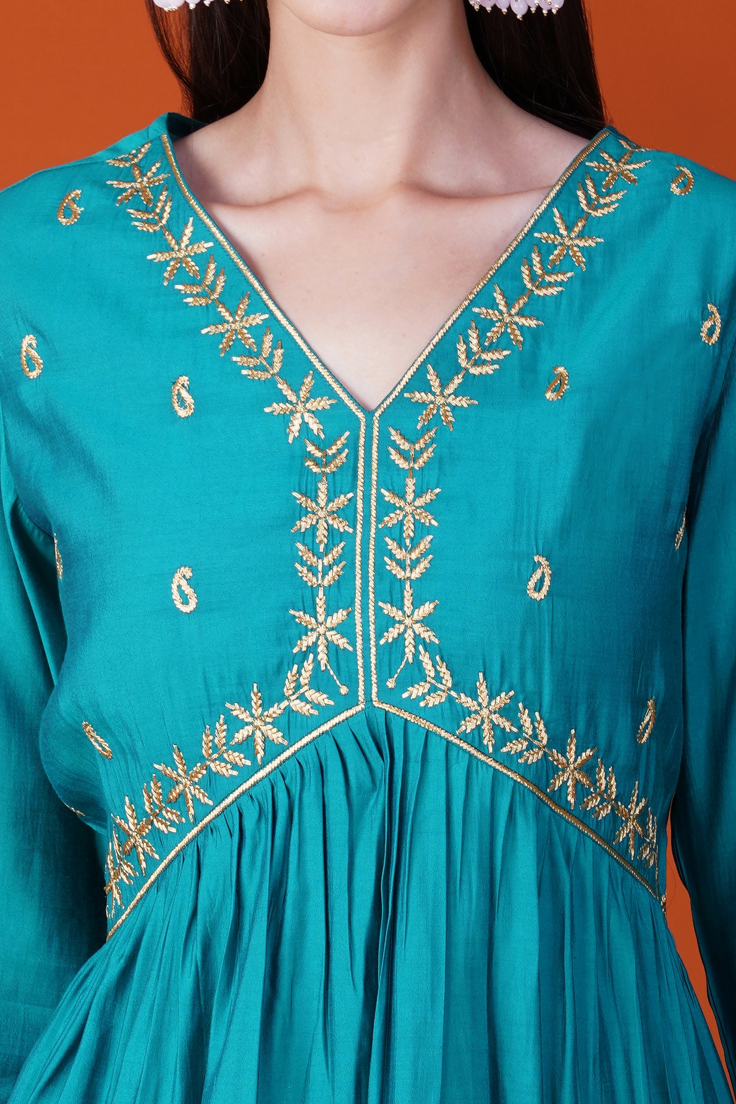 Teal Treasure Chanderi Silk Kurta Set