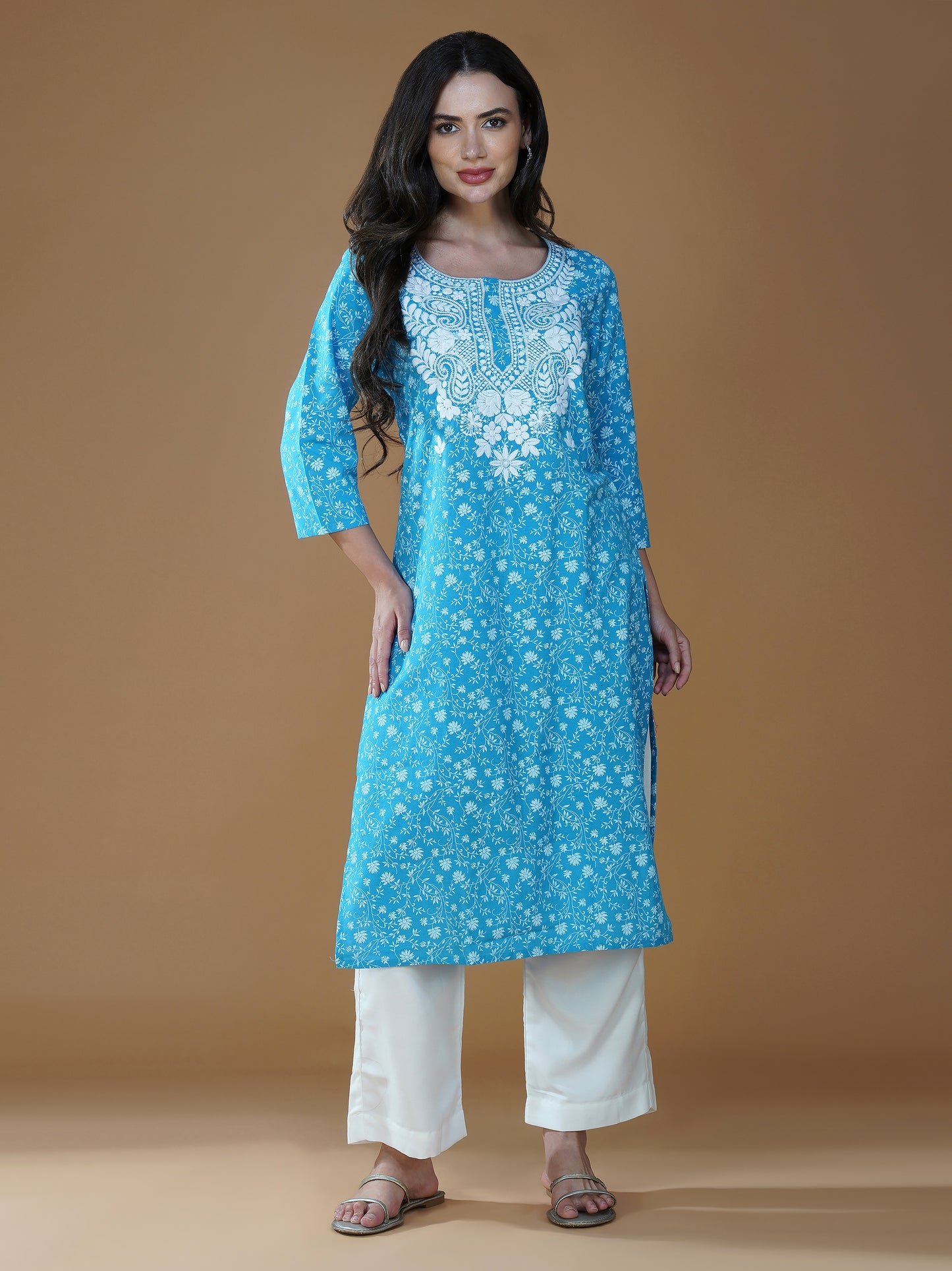 Aqua Blue Bliss Handcrafted Cotton Kurta