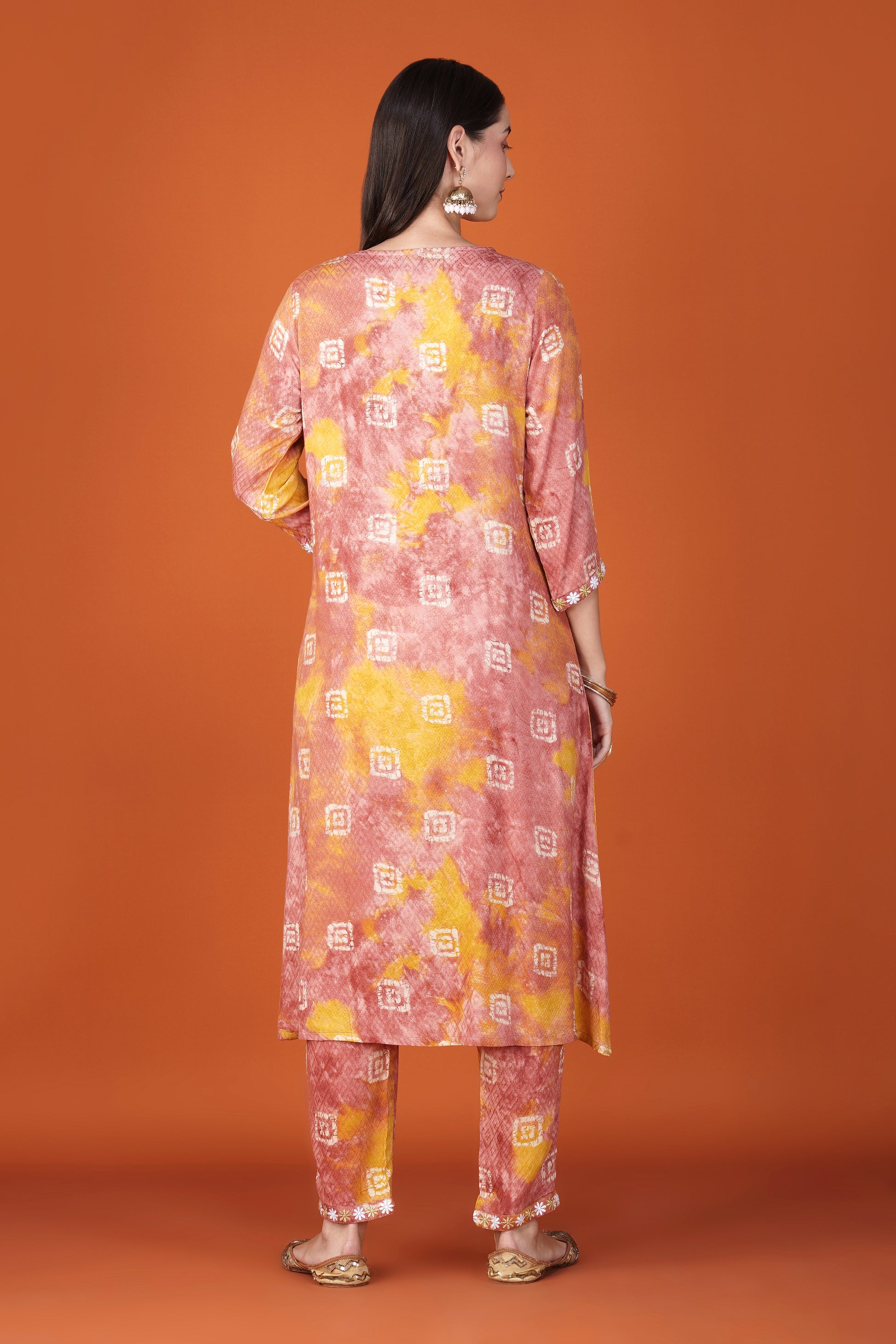 Peach Sunrise Rayon Dobby Kurta and Bottom Set