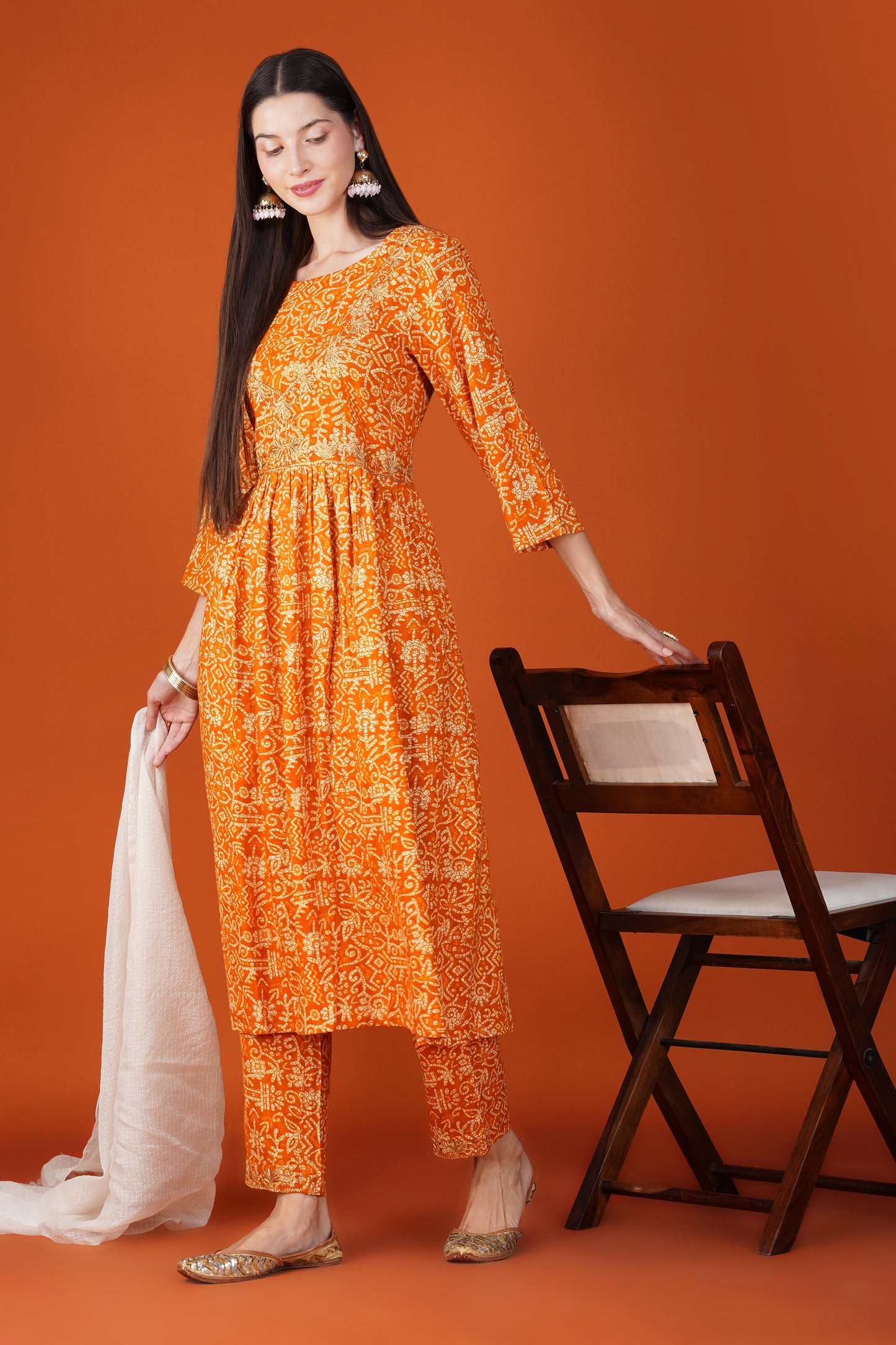 Fiery Bloom Rayon Kurta Set