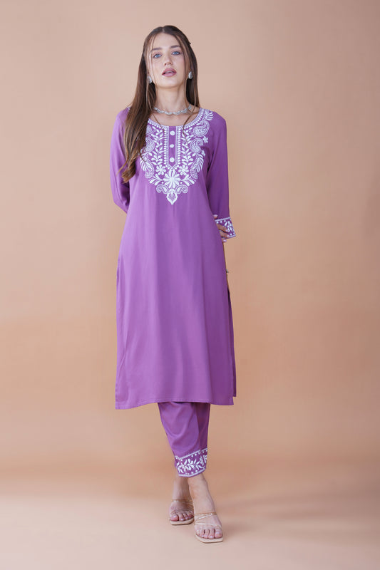 Lavender Bliss Chikankari Cotton Kurta