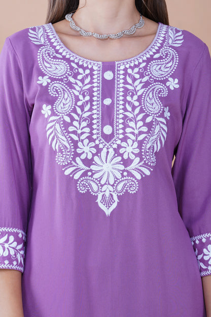 Lavender Bliss Chikankari Cotton Kurta