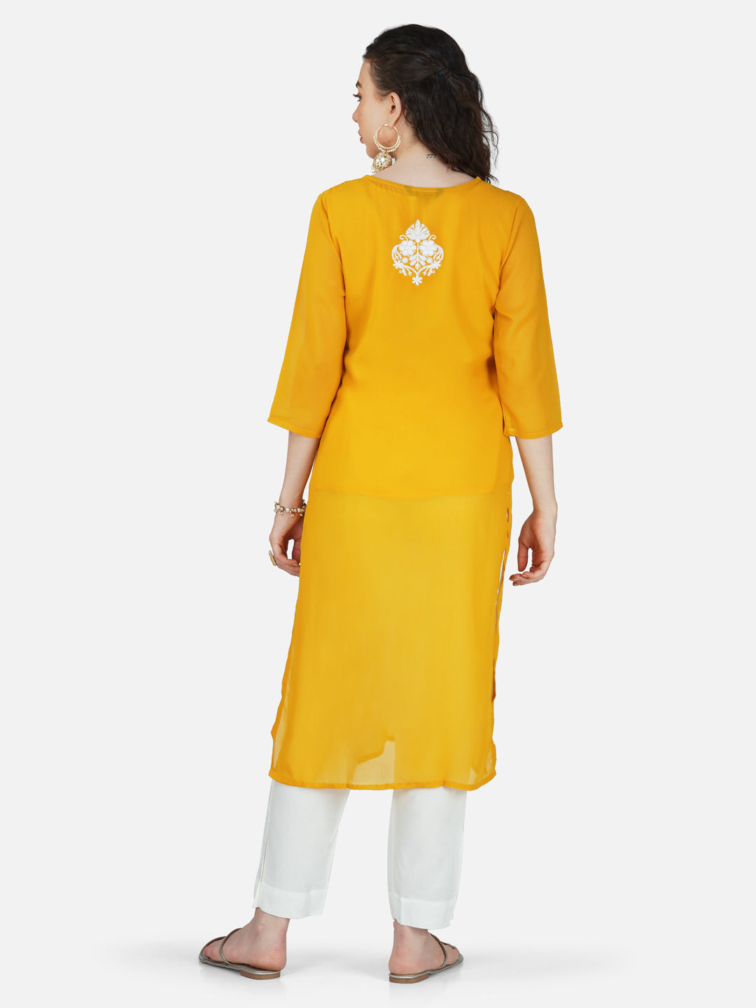 Sunny Yellow Lucknowi Chikankari Embroidered Kurta Set