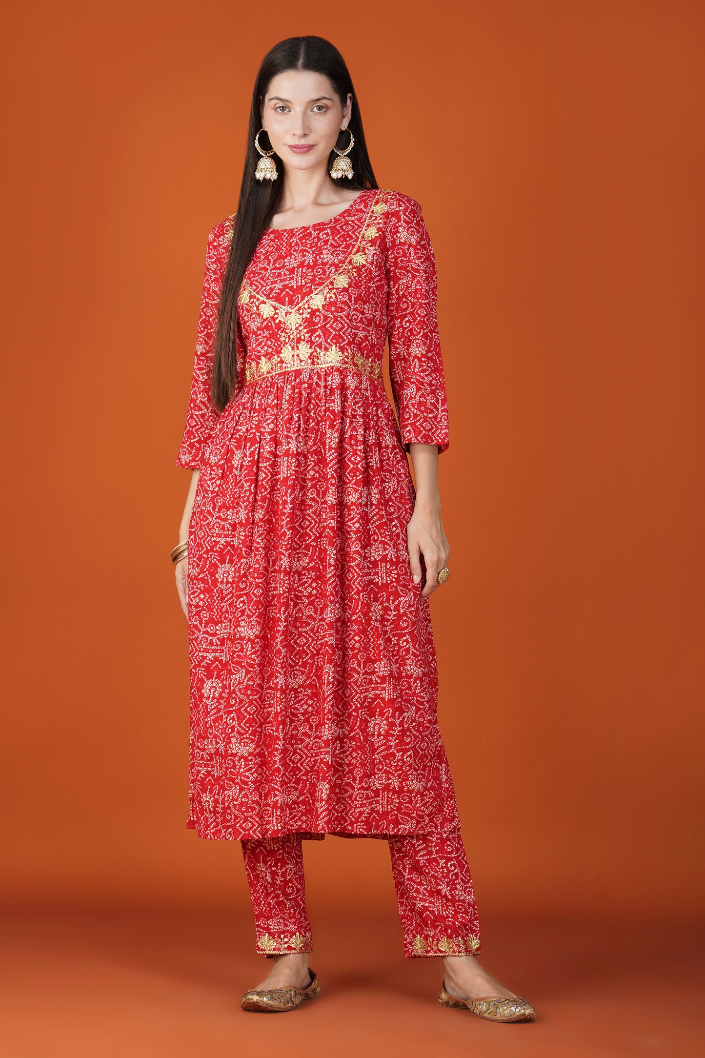 Crimson Glow Rayon Kurta Set