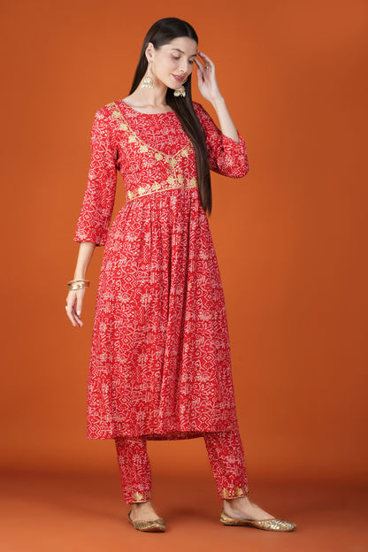 Crimson Glow Rayon Kurta Set