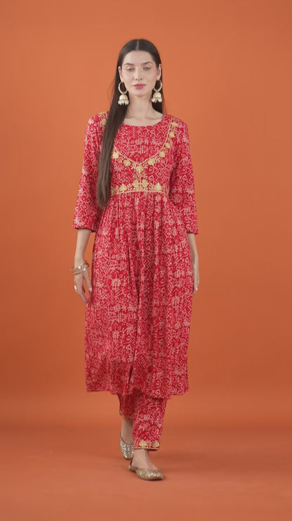 Crimson Glow Rayon Kurta Set