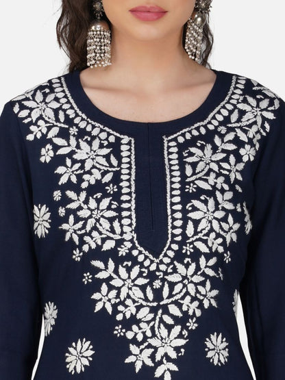 Midnight Charm Lucknowi Chikankari Kurta Set