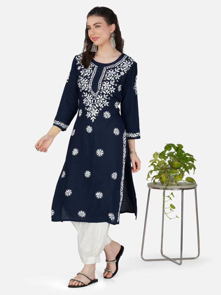 Midnight Charm Lucknowi Chikankari Kurta Set